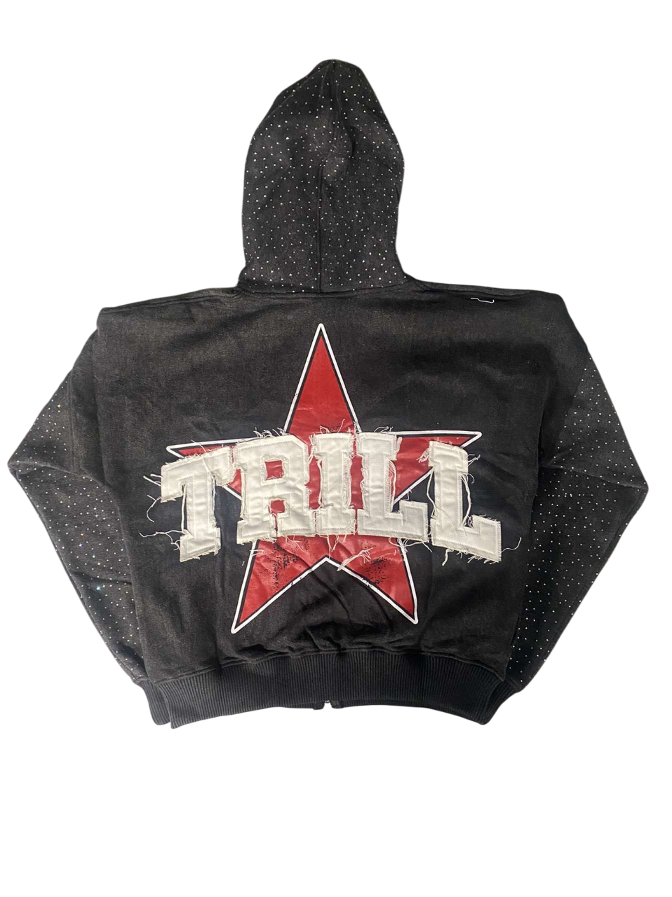 BLACK “ART DISTRICT” RHINESTONE ZIP UP