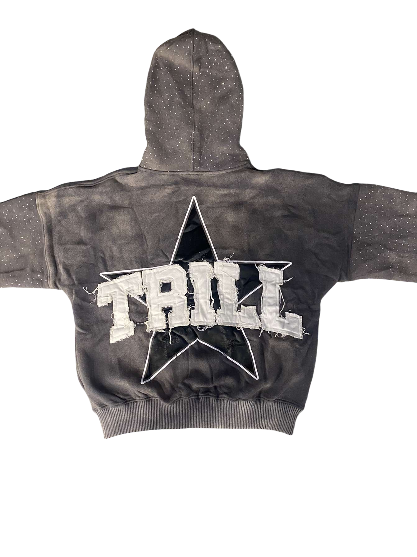 【SCENERITY】Taber hooded zip up GREY RHINESTONE ZIP UP – TrillStarApparel
